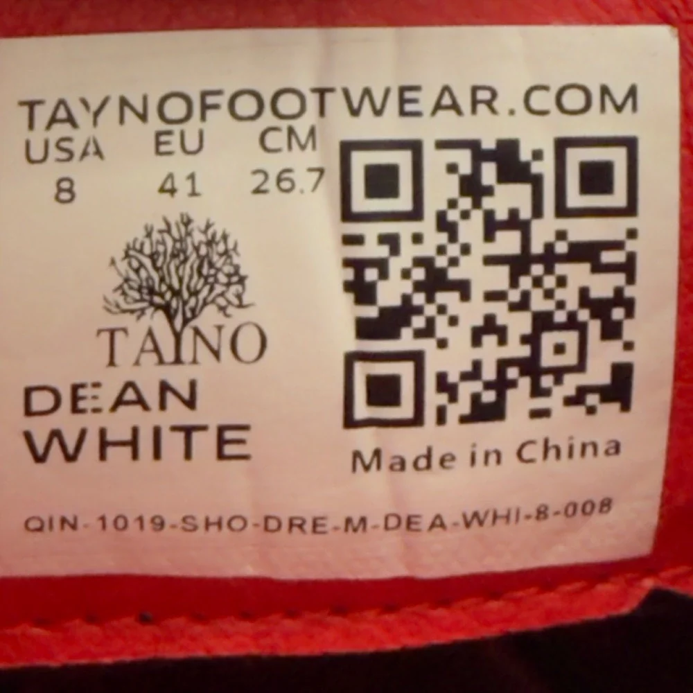 Tayno Dean White Dress Shoes‎ Mens 8 White Black Red Contrast Lace Up Oxfords
